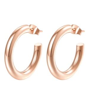 PAVOI Rose Gold 14K Hoop 30mm Earrings Post Style NIB